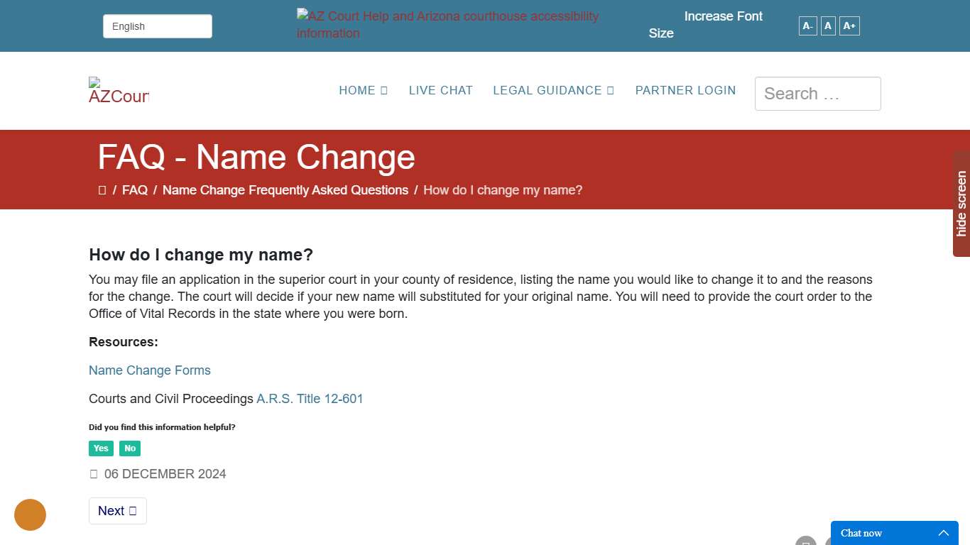 What do I need or fill out to do to legally change my name in Arizona?